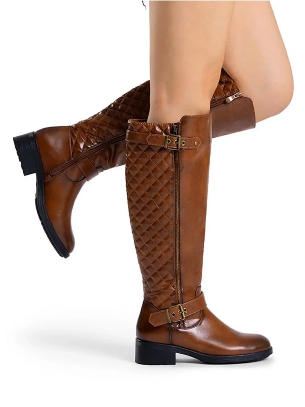 Dream Paris Wide Calf Knee High Riding Boots in Brown